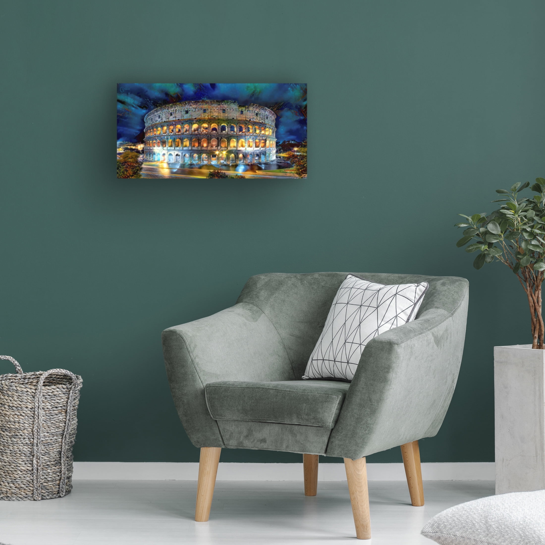 Canvas Wall Art - Pedro Gavidia 'Rome Italy Coliseo Night 2022' Wall Art for Living Room, Bedroom, or Office Décor by Trademark Fine Art - 24 x 12 Inches