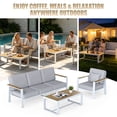 thumbnail image 6 of Aluminum Patio Furniture Set,5 Seat Outdoor Conversation Set with Thick Cushions and Coffee Table,Modern Metal Patio Sofa Set White, 6 of 7