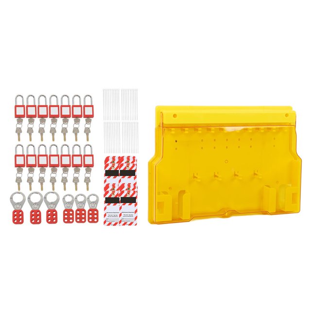 Lockout Tagout Station Breaker Loto Kit, Includes 14 Padlocks 28 Keys, 6 Lockout Buckles, 40 Lockout Tags, 40 Ties, Lock Out Tag Out Kit Board For Loto Station Lock Out Tag Out Kit