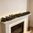 thumbnail image 3 of Artificial Christmas Garland, 5.8FT Flocked Pine Vine with Pinecones, Red Berries and Purple Baubles for Mantel, Stairs and Door Decor, Green, 3 of 7