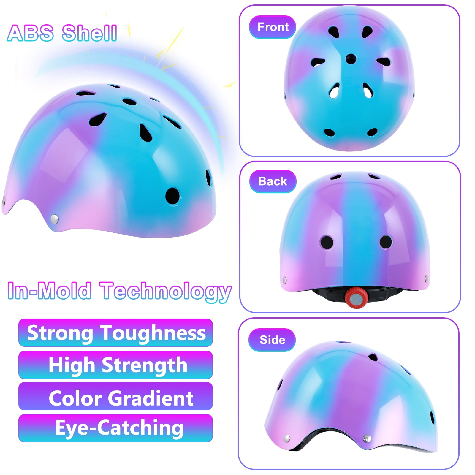 YouLoveIt Children Bike Helmet Children Sport Protective Gear Set with Knee Pads Elbow Pads Wrist Guards Youth Skateboard Helmet For Boys Girls Toddler Helmet