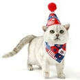 thumbnail image 3 of Nebwoak 4th of July Pet Costume Set - 3-Piece Patriotic Dog and Cat Outfit with Sequined Bow Tie, Hat and Bandana for Independence Day, 3 of 4