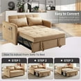 thumbnail image 3 of DEALTOPS 55.5" Pull Out Loveseats Sleeper Sofa Bed with USB Ports and Side Pockets, Khaki, 3 of 11