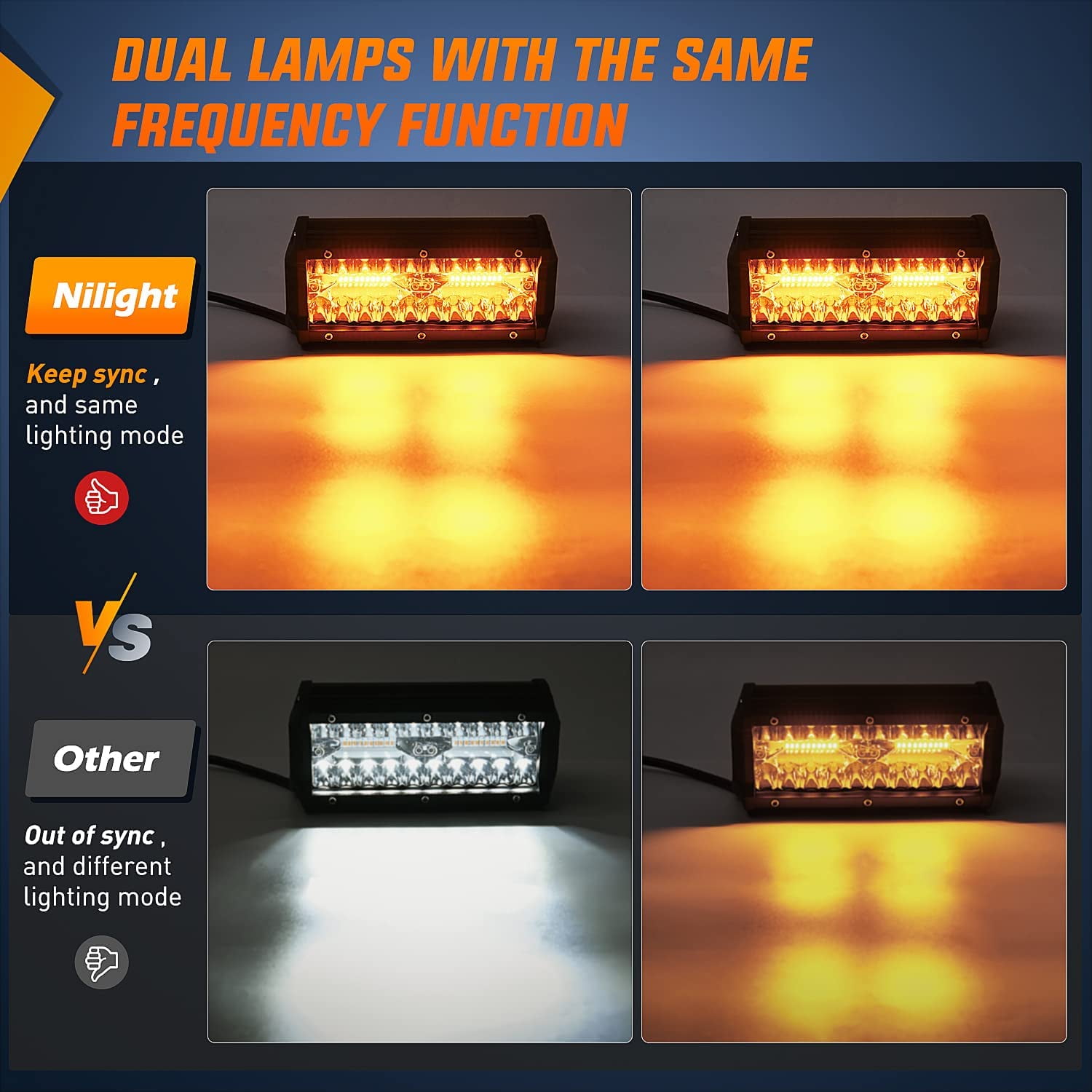 Nilight 2Pcs 6.5inch 120W Led Light Bar Amber White Strobe 6 Modes Memory Function Off-Road Truck Car ATV SUV Cabin Boat with 16AWG Wiring Harness Kit-2 Lead