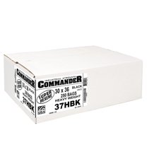 Commander 20-30 Gallon 0.59 MIL Black Heavy Duty Garbage Bags - 30" x 36" - Pack of 250 - for Contractor, Janitorial, Industrial, & Commercial