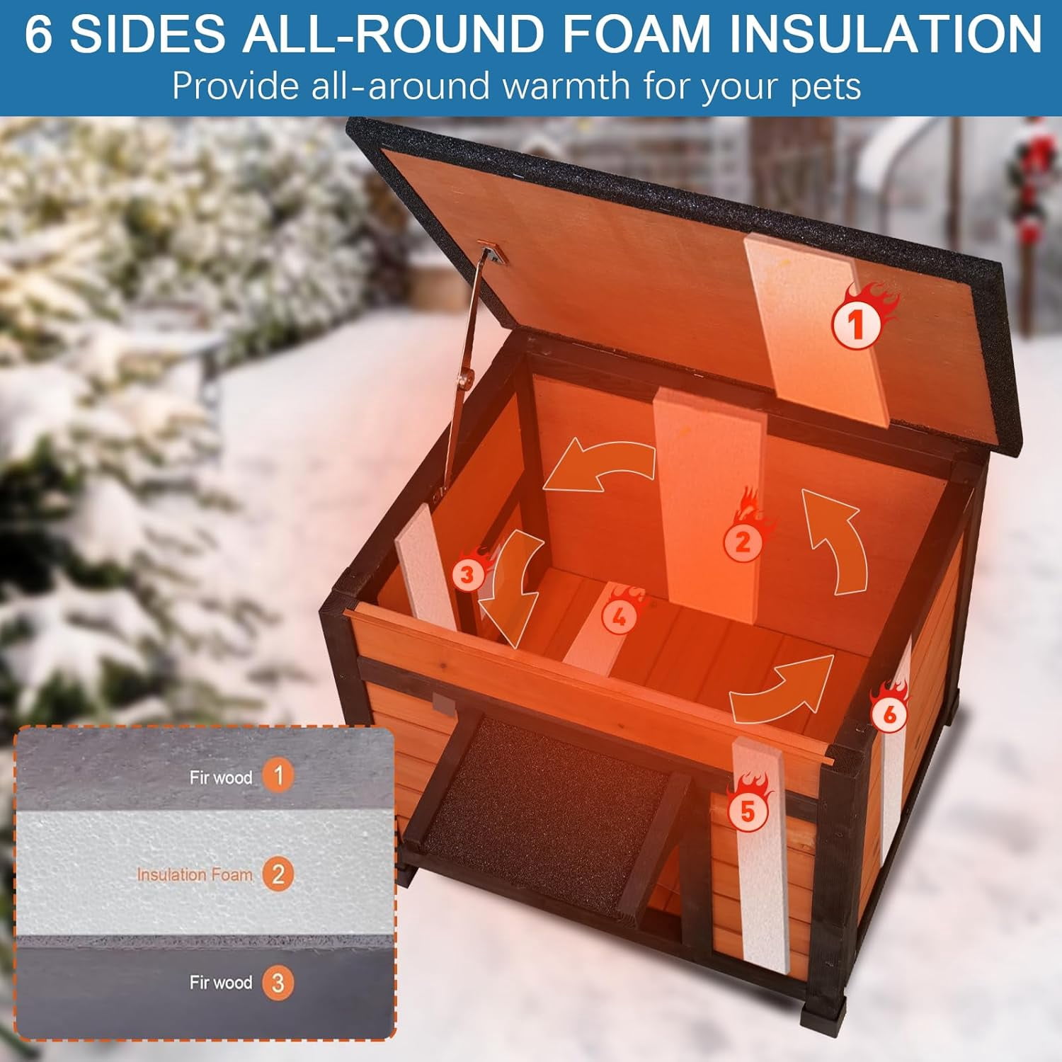 Outdoor Insulated Cat House Feral Cat Shelter Outside Cat Enclosure for Winter Insulated Brown