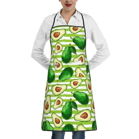 

Matuu Avocado Green Striped for Adjustable Cooking Aprons for Women with Pockets Kitchen Aprons for Men Water and Oil Resistant