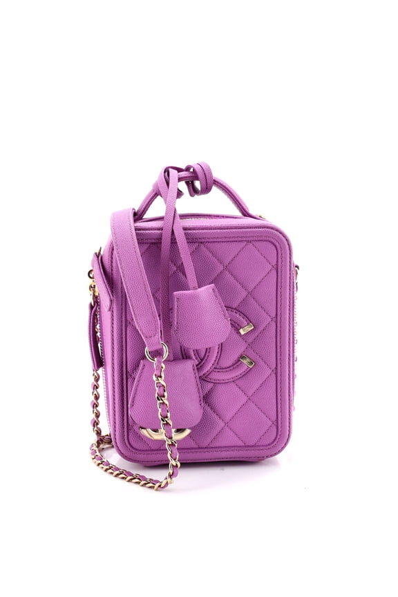 Pre-Owned Filigree Vertical Vanity Case Quilted Caviar By Rebag