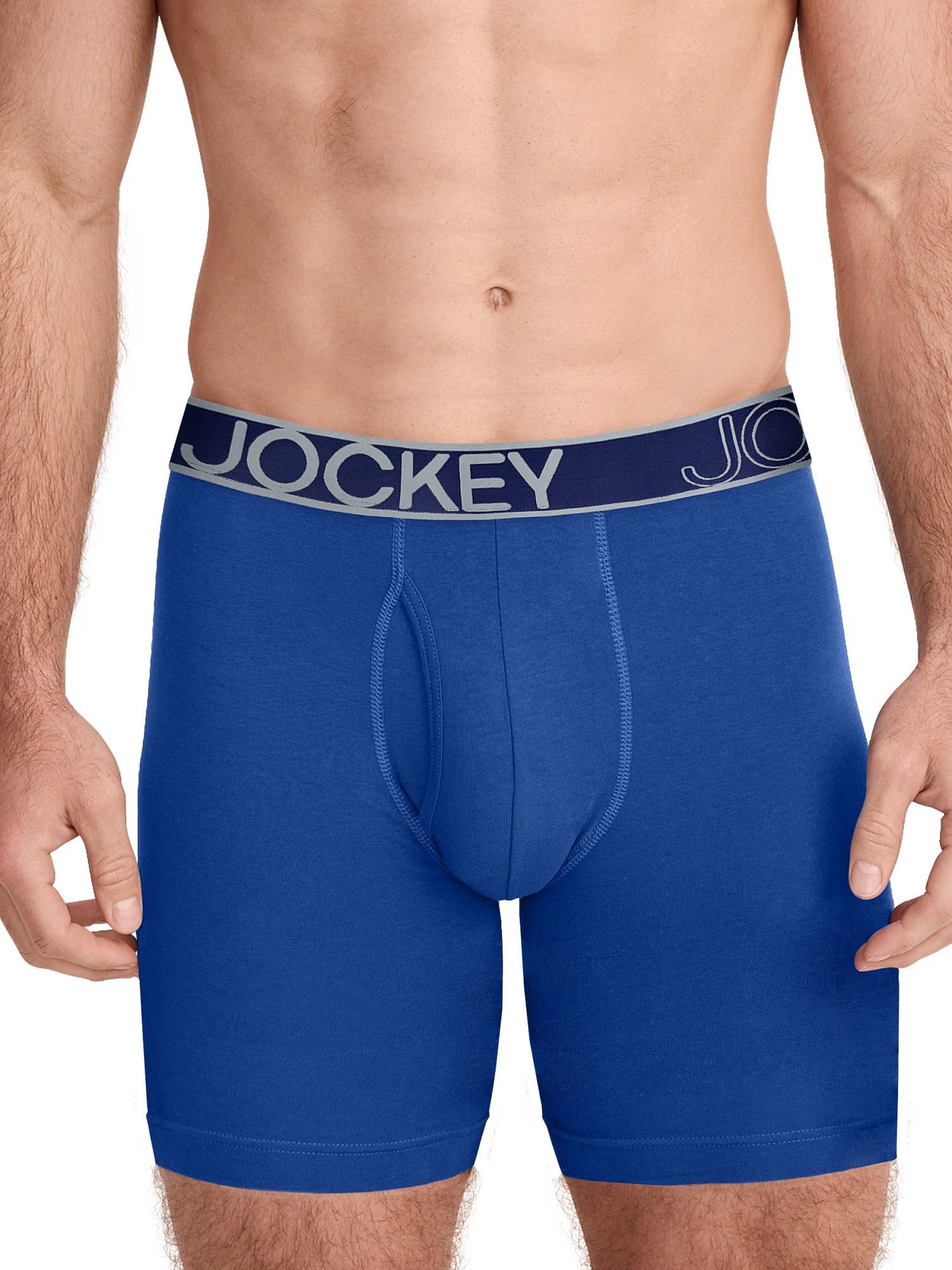 Jockey Essentials Men's Durable Cotton Stretch 8" Long Leg Boxer Brief - 3 Pack
