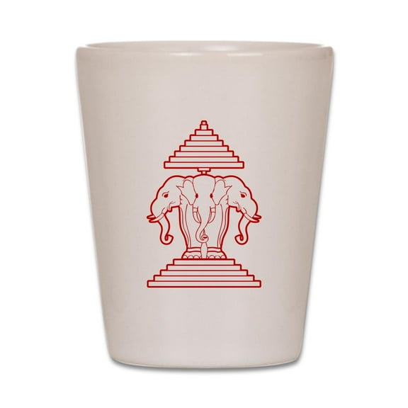CafePress - Three Headed Elephant - White Shot Glass, Unique and Funny Shot Glass