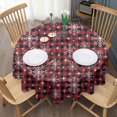 thumbnail image 3 of Red and Black Christmas Snowflake Pattern Round Tablecloth 60"x60",Wrinkle Wipeable Table Cloth for Kitchen Dining Room Picnic Patio Party, 3 of 6