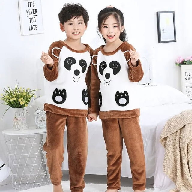 Conjuntos de pijamas cálidos para niños y niñas, ropa de dormir de franela gruesa de 3 a 14 años, conjunto de ropa interior térmica de lana para bebé, invierno, novedad