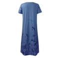 thumbnail image 5 of PEASKJP Women Summer Short Sleeve Midi Dress with Pockets Casual Aline Flowy Tshirt Dress Floral Vocation Beach Sundress,Purple L, 5 of 5