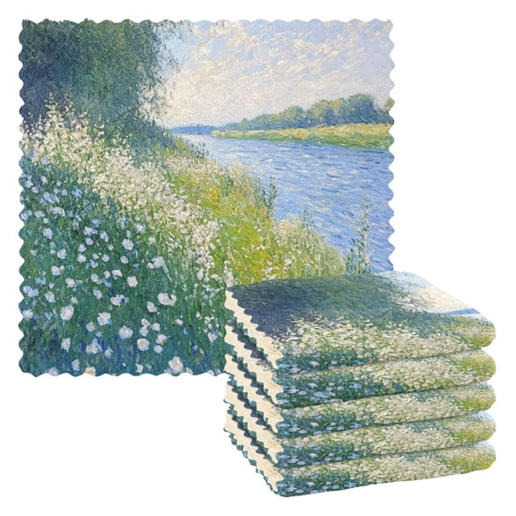 6 Pieces of Kitchen Towels 11x11Inch Kitchen Dish Cloths Kitchen Dish Towels Reuseable Cleaning Cloths Blue Lake