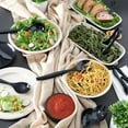 thumbnail image 2 of Nicole Fantini's Plastic Serving Utensils, Black Heavy Duty Disposable utensil | Set 10" Spoons 10" Forks 6" Tongs | 6 Each in One Set| 18 Pcs, 2 of 5
