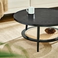 thumbnail image 5 of Saint Mossi Mid  Modern Round Coffee Table with Rattan Top for Living Room, Black Wood and Rattan Center Table for Small Spaces, 5 of 6