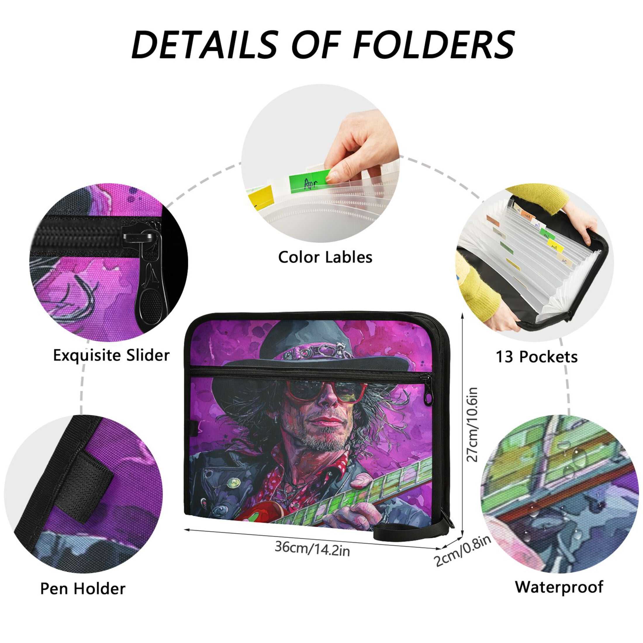WOBOGO Uncle Rock Expanding File Folder Letter Size Accordion Filing Organizer 13 Pocket Separate Organ Pocket
