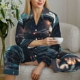 thumbnail image 6 of Pofeuu Astronaut Helmet Reflections Print Womens Pajamas Set Long Sleeve Sleepwear Button Down Nightwear Soft Pj Lounge Sets Button Down Pajamas Women-X-Large, 6 of 7