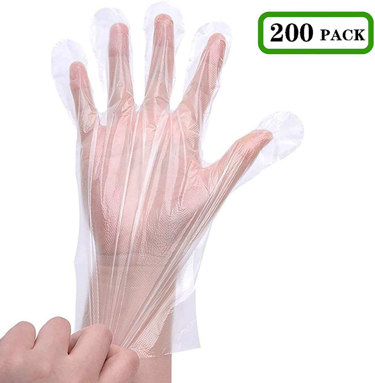 200pcs Disposable Plastic PE Gloves for Kitchen Cooking Cleaning Food Prep New 