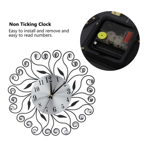 YLSHRF Clock,Modern Wall Clock Large 3D Non Ticking Clock For Living Room Decor, Non Ticking