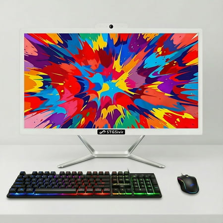 STGSivir All in One Desktop Computer, 22" Display, Intel Quad Core i5, 16G RAM, 512G SSD, WiFi 5, BT 5.0, Webcam, Win 11 Home