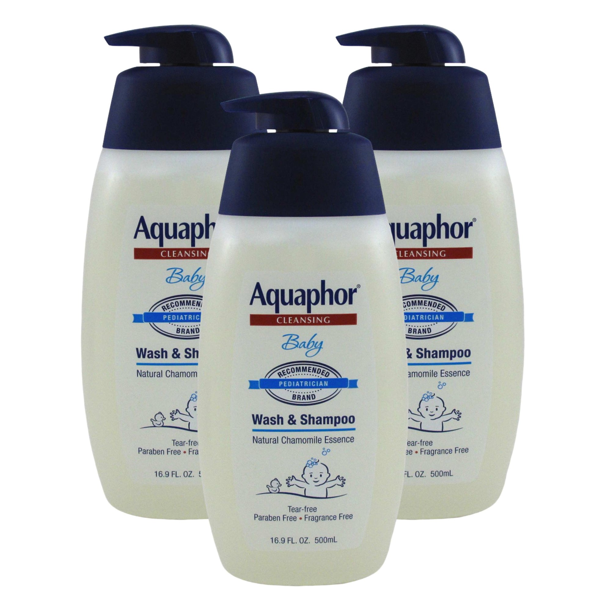 Aquaphor Baby Cleansing Wash & Shampoo 16oz Pump (Pack of 3)