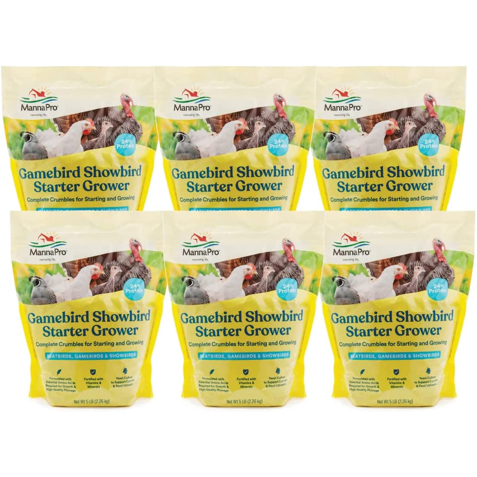 Manna Pro Gamebird Showbird Crumbles - Vitamin & Mineral Supplement for Poultry - 6-Pack of 5lbs