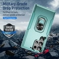 thumbnail image 4 of Hybrid Rugged Case for Samsung Galaxy S24 Ultra Phone, Military Grade Heavy Duty Shockproof Rotatable Magnetic Ring Holder Kickstand Armor Dual Layer Cover for Galaxy S24 Ultra, Green, 4 of 9