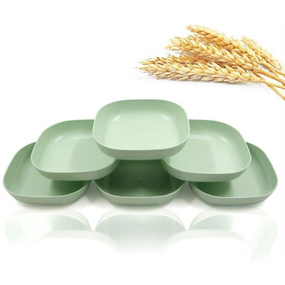 Mightlink 5.7 Inch Wheat Straw Deep Dinner Plates - Microwave and Dishwasher Safe, Unbreakable Sturdy Plastic Dinner Plates - Healthy Cereal Dishes/ Kids-toddler & Adult - 4PCS