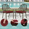 thumbnail image 4 of MEETWARM 5 Piece Outdoor Furniture Patio Dining Set, All-Weather Cast Aluminum Patio Table and Chairs Set- 4 Cushioned Chairs, 1 Round Dining Table with Umbrella Hole for Backyard, Chili Red, 4 of 8