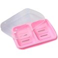 thumbnail image 1 of Elegant Double Grid Soap Dish Soap Holder Creative Soap Box,Pink, 1 of 2
