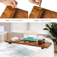 thumbnail image 5 of Teak Bathtub Tray - Wood Bath Caddy Tray 35" for Large Tubs - Adjustable Bathtub Table Trays - Luxury Shower Organizer for Home Spa Relaxation and Reading - Light Walnut Color, 5 of 14
