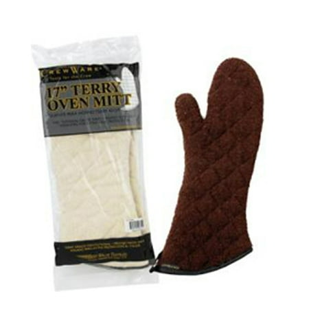 Heavy Duty Terry Cloth - Terry Oven Mitt 17 Inch, 1 Pair Brown