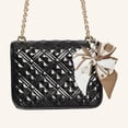 thumbnail image 2 of Unique Bargains 1 Pc Trendy Double Layer Bow Handbag Charm Bag Accessories Light Brown, 2 of 5