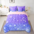 thumbnail image 3 of Manfei Dreamy Starry Sky 7-Piece Twin Bedding Sets, Purple Blue Bling Stars Bedding Comforter Set, Teens Kids Boys Girls Reversible Sheet Sets, Lightweight Room Decor, 3 of 8