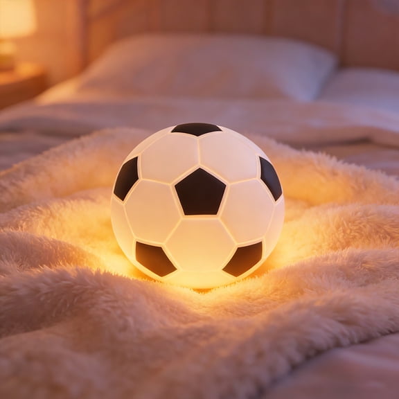 Hyknon Night Light, Rechargeable Light Up Soccer Ball Lamp, Tap Control Dimmable Bedside Nightlight, Cute Ornament Desk Lamps Room Decor for Bedrooms Living Room, Great Gift For Sports Fans, White