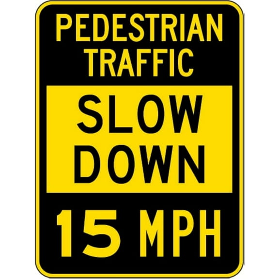 Metal Sign Warning Tin Sign Pedestrian Traffic Slow Down 15 MPH Aluminum Signs For Home Coffee Bar Wall Decor,8X12Inch