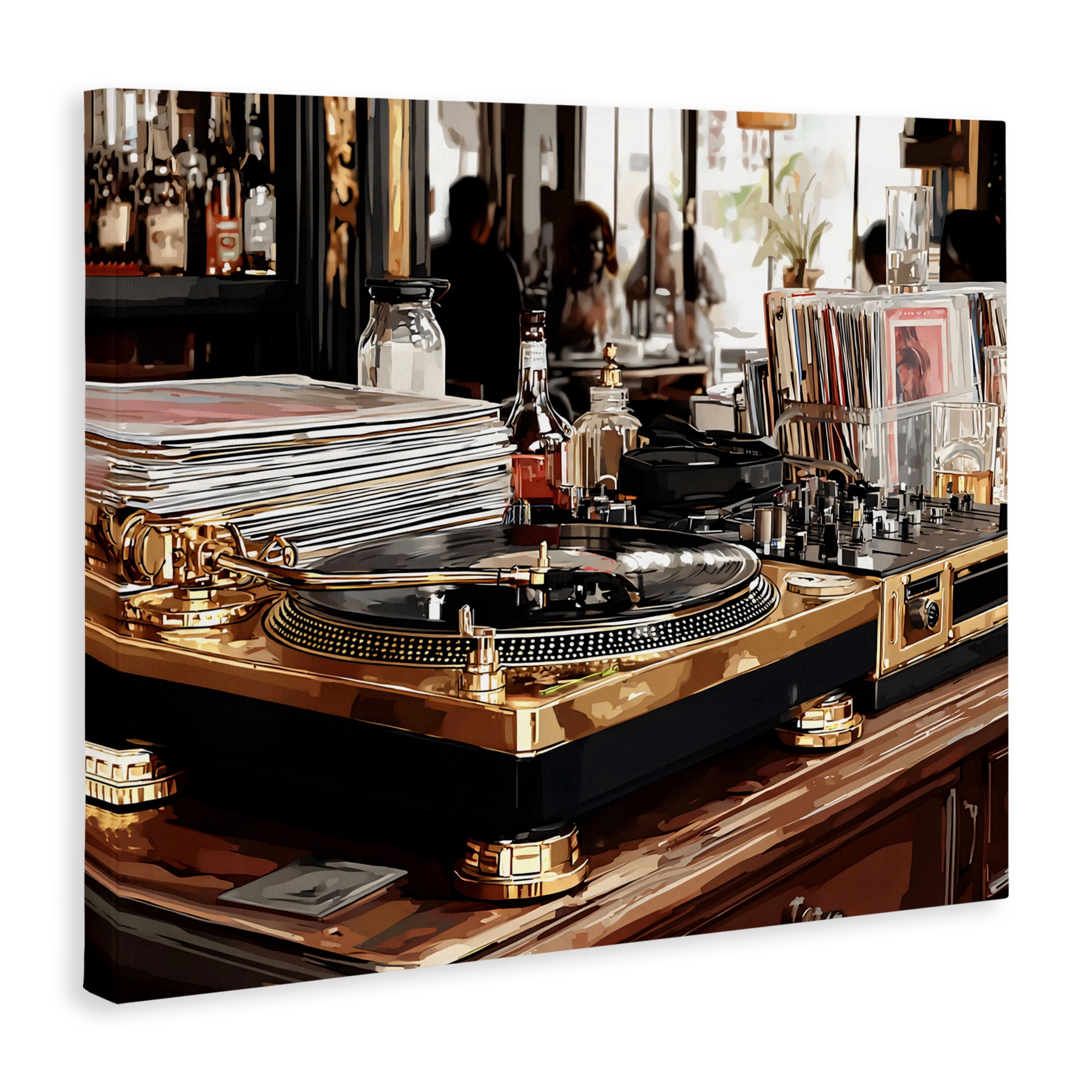 Stupell Industries Work Place Vintage Gold Turntable Canvas Wall Art, design by Franklyn Gregory