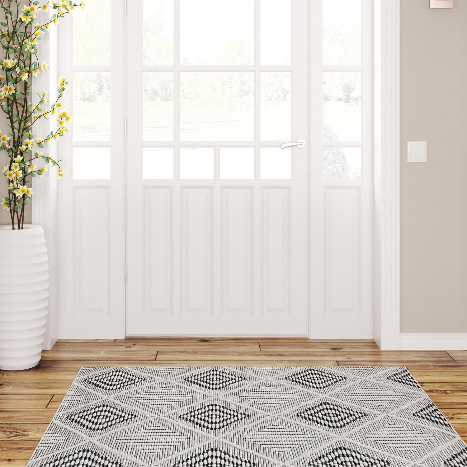 Tapis d'appoint Mirage Marko crème et gris de 3 pi x 5 pi