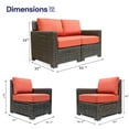 thumbnail image 2 of Krikacy 2-PCS Outdoor Wicker Modular Sofa Chair Set, All-Weather HDPE w/Thick Cushions, Orange, 2 of 6