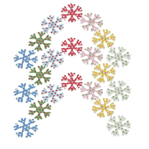 FRCOLOR 100pcs Snowflake Buttons Crafting Assorted Color for DIY Craft in Christmas Projects
