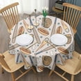 thumbnail image 3 of Beige Baseball Items Pattern Round Tablecloth 60"x60",Wrinkle Wipeable Table Cloth for Kitchen Dining Room Picnic Patio Party, 3 of 6