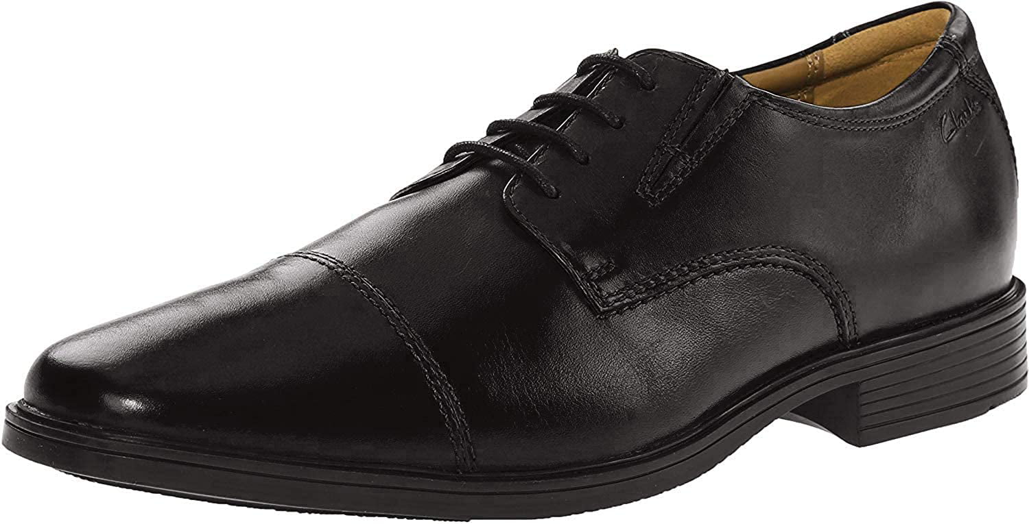 R38A Clarks Tilden Cap Mens Black Leather Shoe Kett