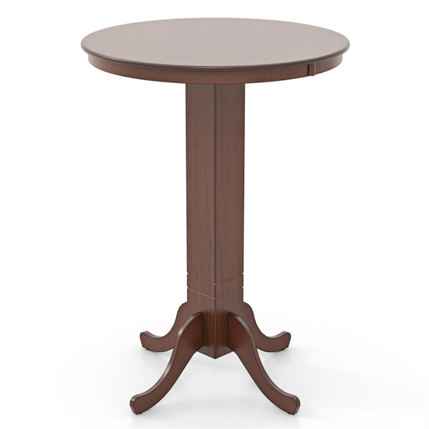 Demi Bonn 30" Modern Dining Table with Pedestal Base, Kitchen Table for 2-4 People, Wooden Round Pub Dinner Table for Home Office, Living Room Furniture, Brown