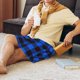thumbnail image 5 of Balery Buffalo Plaid Blue Black Pantalones cortos de pijama de punto de algodón para hombre con cinturilla y bolsillos-X-Large, 5 of 6