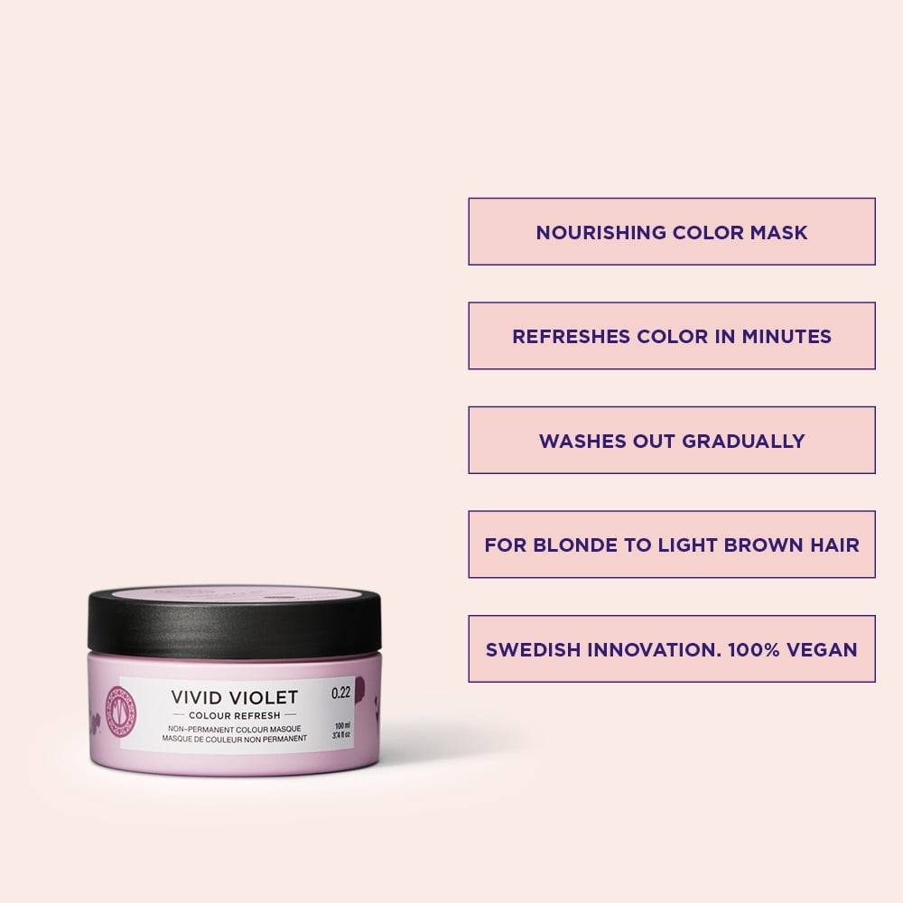 Maria Nila Colour Refresh, Vivid Violet 3.4 Fl Oz, Purple Hair Mask, Semi-Permanent Pigments, 100% Vegan & Sulfate/Paraben free