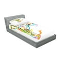 thumbnail image 2 of Ambesonne Colorful Fitted Sheet & Pillow Sham Set, Saxophone Wavy Notes, Twin, Multicolor, 2 of 2