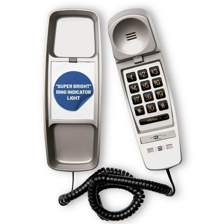 Med-Pat Trimline TL-460 Corded Landline Phone, Amplified Volume Control, Hearing Aid Compatible, Wall Mountable, Pewter