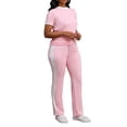 thumbnail image 5 of Women's 2 Piece Outfits Short Sleeve Tops Sweatpants Colorblock Bodycon Lounge Sets Tracksuit Pink XL, 5 of 6
