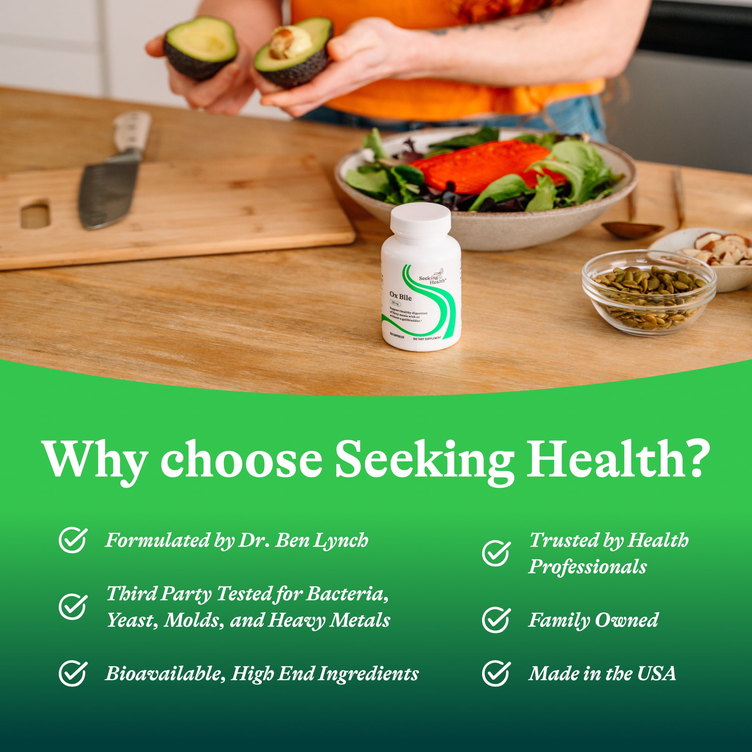 Seeking Health Ox Bile, 125 mg Digestive Enzyme Supplement, Gallbladder Support, Histamine Intolerance Support, Vegetarian Capsules (120 Capsules)